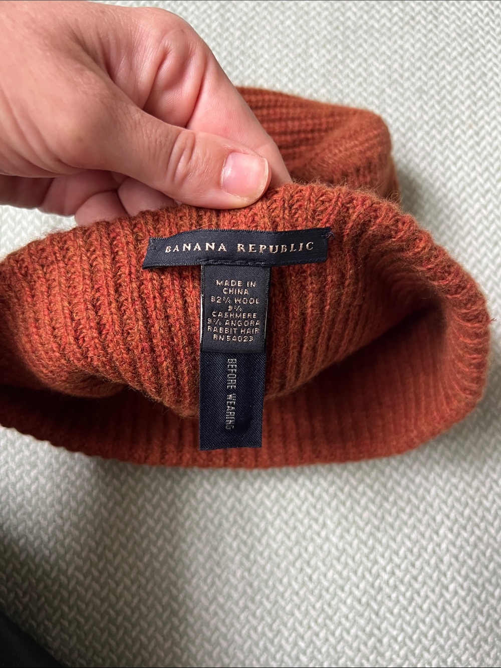 Rust Orange Ribbed Knit Beanie - Picture 2 of 2